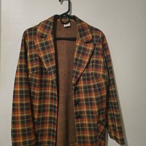 Women's Plaid Blazer in Red, Yellow, and Black